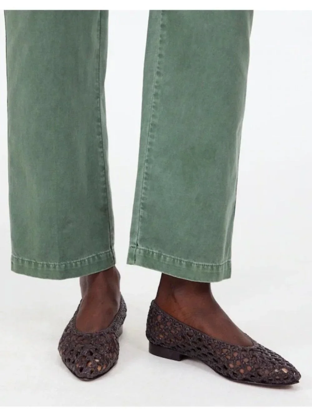 Madewell Womens The Ruth Ballet Flat in Woven Brown  Dark Carob Leather Sz 10